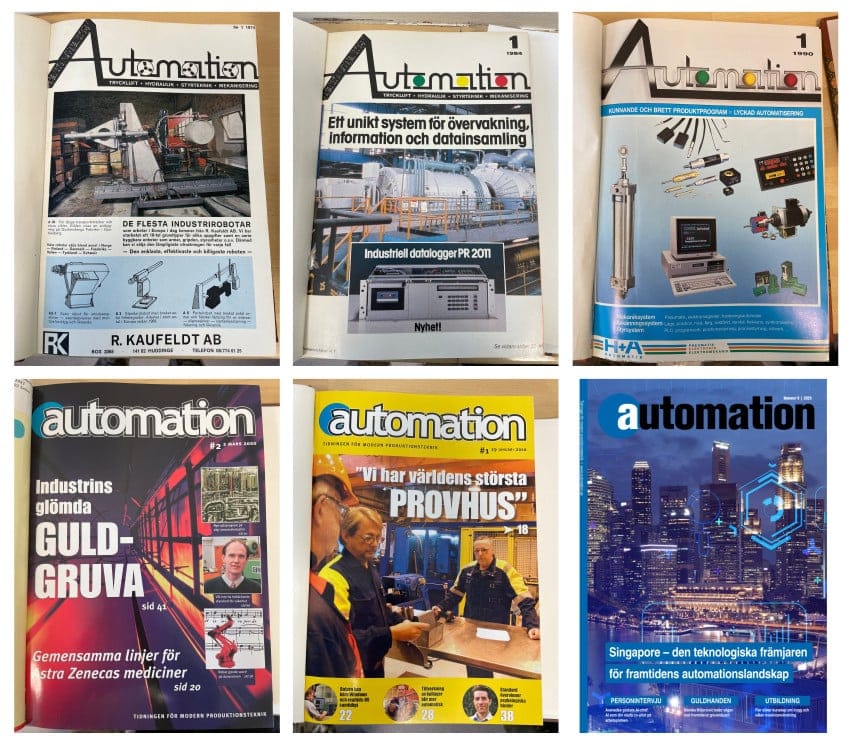 Tidningen Automations olika omslag genom decennier omslag speglar resan som den teknologiska evolutionen gjort. Men det är samtidigt också en påminnelse om att framtiden kommer att bli minst lika spännande som de 50 år som gått.